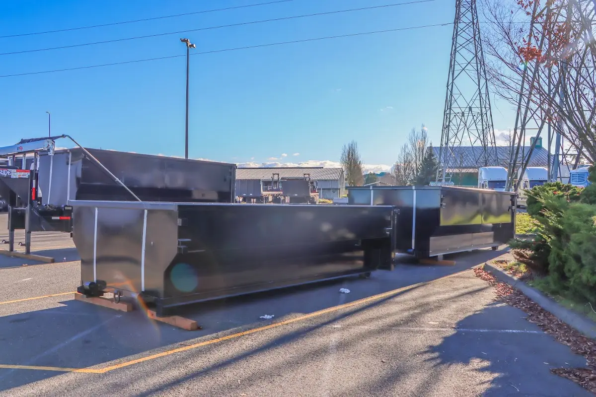 Roll-off dumpster ready for waste disposal at job site for Concrete Dumpster Rental in White Bear Lake